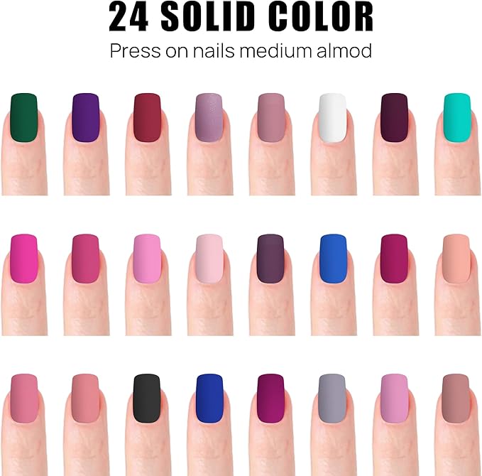 Nails 24 different colors, 576 pcs nails with box , beautiful nails for good , reusable, different shapes and colors