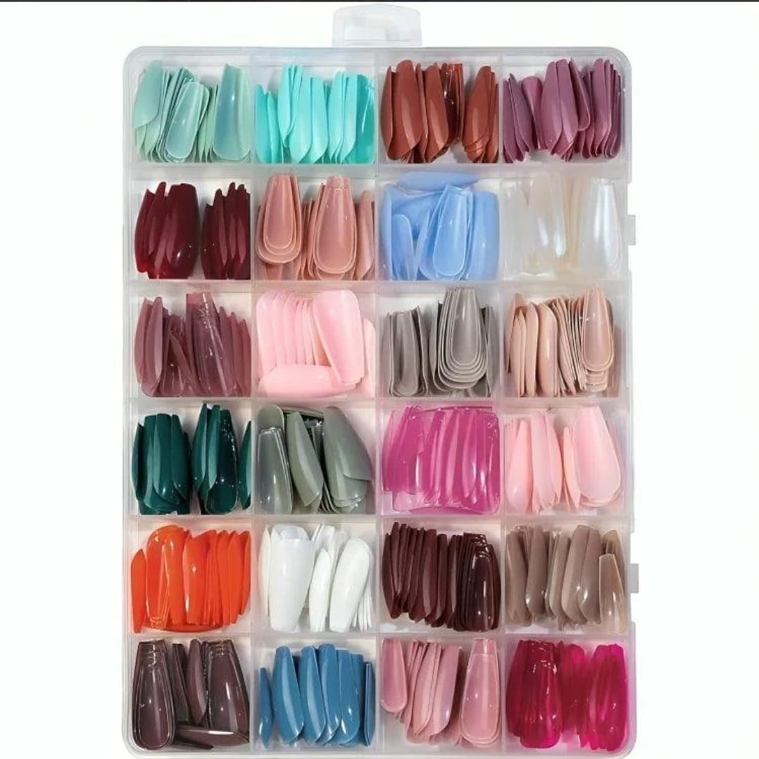 Nails 24 different colors, 576 pcs nails with box , beautiful nails for good , reusable, different shapes and colors