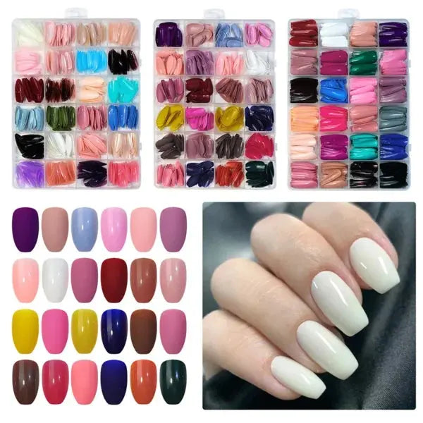 Nails 24 different colors, 576 pcs nails with box , beautiful nails for good , reusable, different shapes and colors